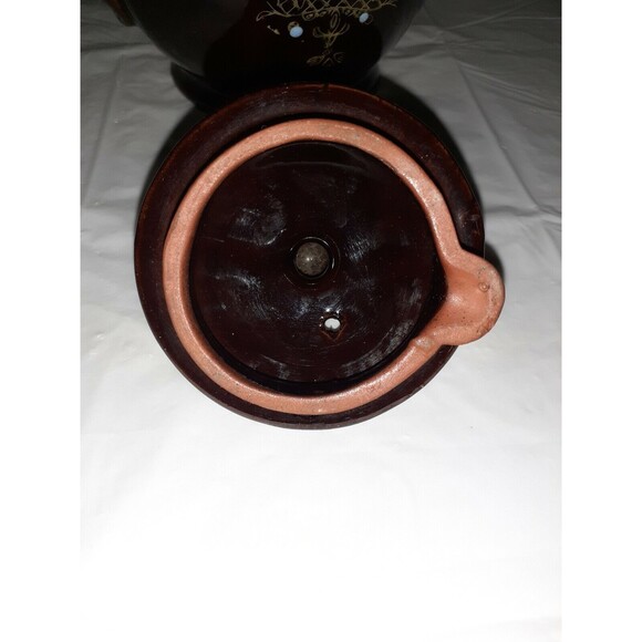 Vtg. Brown Moriage 1940s Handpainted Floral Teapot and Lid Gold Trim Japanese - Picture 10 of 12